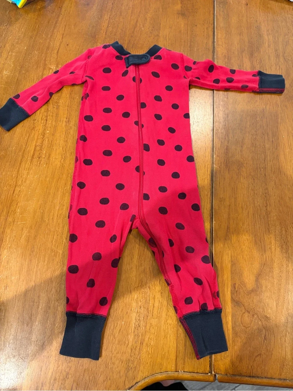 Hanna Andersson Ladybug Pajamas 6-12 Months Sleeper